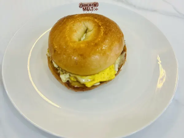 Bagel Egg and Cheese at Mocha Melt Cafe in Old City Philadelphia