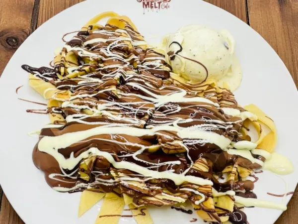 Fettuccine Crepe (Triple Chocolate) (Vanilla Scoop) at Mocha Melt Cafe in Old City Philadelphia