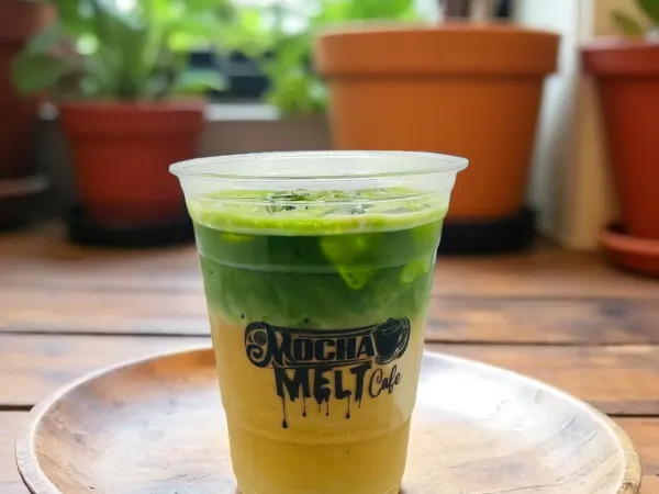 Dirty Matcha Latte (with Espresso Shots) at Mocha Melt Cafe in Old City Philadelphia