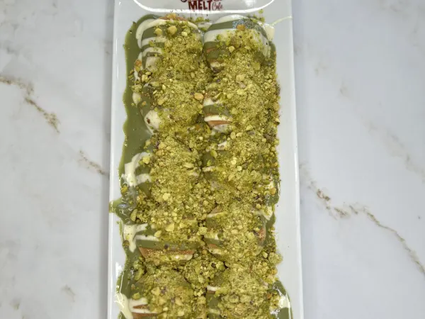 White Chocolate Pistachio Mini Pancakes at Mocha Melt Cafe in Old City Philadelphia